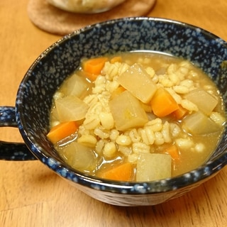 カレールー1個！もち麦野菜スープ